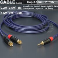 Dây loa 1 đầu 3.5 ra 2 AV 0.2 đến 10 mét - 3.5mm stereo audio cable to 2 RCA heads