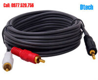 Dây loa 3.5mm ra 2 đầu RCA dài 5m Dtech  ( dây loa 1 ra 2 Dtech DT-6213)