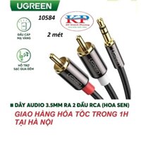 Dây loa 3.5mm sang 2 đầu AV 2m CHÍNH HÃNG UGREEN 10584 - Dây AV 3.5 ra 2 đầu RCA