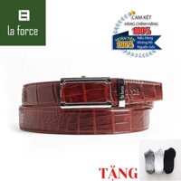 Dây lưng da cá sấu LAFORCE nối bản 3.5 cm DLA1200-02B-H-ND Tặng Tất Nam Cao Cấp