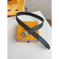 Dây lưng LV hoạ tiết caro mặt vàng, trắng nhập khẩu full box