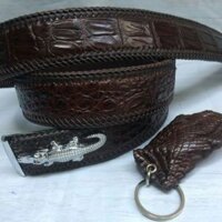 Dây lưng nam da cá sấu đan tay thủ công