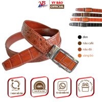 Dây Lưng Nam Da Cá Sấu Thật Bản 3.5cm dài 120cm màu NÂU Đỏ Da Trơn Hông Mã TL-LH35M3