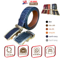 Dây Lưng Nam Da Cá Sấu Thật Bản 3.5cm dài 120cm màu Xanh navy da trơn Bụng mã sp TL-LB35M5