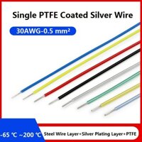 Dây mạ bạc PTFE lõi đơn 30AWG 28AWG 0,12 0,2 0,5 Dây điện tử đơn sợi chịu nhiệt độ cao Dây mạ bạc -5 mét