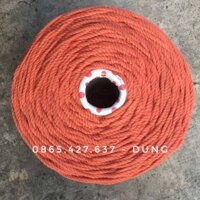 Dây macrame 3mm xoắn màu cam đất cotton, sợi mịn, êm tay
