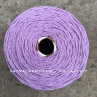 Dây macrame 3mm xoắn màu tím cotton, sợi mịn, êm tay