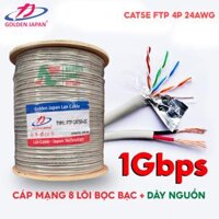 Dây Mạng Liền Nguồn Golden Japan Cat5e FTP CCA 4P 24AWG Bọc Bạc Chống Nhiễu  Kèm 2 Sợi Dây Điện 2C - Hàng Chính Hãng - 15m