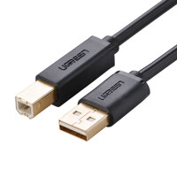 Dây máy in mạ vàng USB 2.0 chuẩn A đực sang chuẩn B đực dài 1.5M UGREEN US135 10350 đen - Hàng nhập khẩu