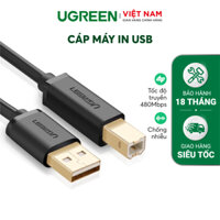 Dây máy in USB 2.0 chuẩn A đực sang chuẩn B đực độ dài từ 1-5m UGREEN US135 - Hàng Chính hãng  - 1.5m 10350