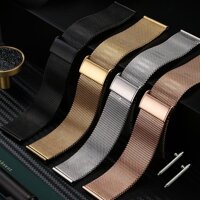 Dây Mesh Lưới Cho Đồng Hồ Fossil Casio Samsung Huawei Tặng Chốt thông minh &amp; Dụng cụ tháo lắp - Bạc - 22mm