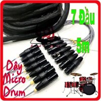 Dây Micro trống 7 đầu Jack dài 5m  đực cái, Mic drum