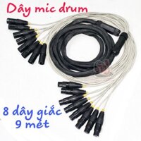 Dây micro trống dài 9m loại 08 đầu Jack canon đực cái, dây chuyên dùng micro Drum, dây micro canon, mua dây micro, dây m