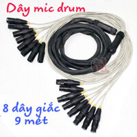 Dây micro trống dài 9m loại 08 đầu Jack canon. đực cái, dây chuyên dùng micro Drum