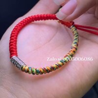 Dây ngũ sắc mix chỉ đỏ charm bạc thái - phong thuỷ