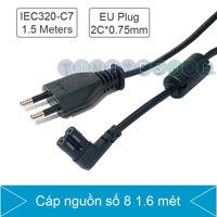 Dây nguồn 2 chân cắm tròn số 8 1.6 Mét dùng cho Máy in Epson HP túi giữ nhiệt Đài Cassette .v.v. bẻ góc