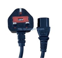 Dây nguồn 3 chân vuông cầu trì bảo vệ chuẩn UK C13 lõi đồng 3*1.0mm dài 1.8M