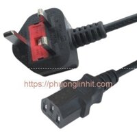 Dây nguồn 3 chấu vuông có cầu trì bảo vệ chuẩn C13 (UK) Lõi đồng 3*0.75mm 1.8M