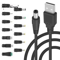 Dây nguồn cáp sạc Jack cắm 5V DC 5.5 2.1mm, Cáp nguồn USB sang DC với 13 đầu nối có thể hoán đổi cho nhau