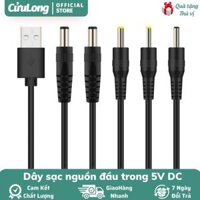 Dây Nguồn Đầu Tròn Lớn Nhỏ DC 5V USB, cáp sạc chân kim cấp nguồn cho thiết bị kỹ thuật số như TV Box, Modem Wifi, quạt