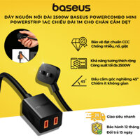 Dây nguồn nối dài 2500W Baseus PowerCombo mini PowerStrip 1AC chiều dài 1m cho chân cắm dẹt