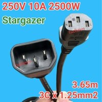 Dây nguồn UPS, PDU Chuẩn C13, C14 tiêu chuẩn Châu Âu thương hiệu STARGAZER dài 3.65M, lõi Đồng 3Cx1.25mm2