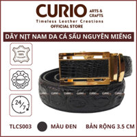 Dây Nit Nam Da Cá Sấu Thật Nguyên Miếng Màu Đen, Thắt lưng Nam Cao Cấp Bảo Hành 24 tháng TLCS003 - Curio Leather