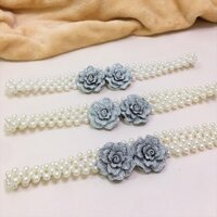 Dây Nịt Thun Ngọc Trai 2 Hoa Siêu Xinh