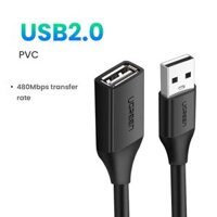 Dây nối dài USB 2.0 UGREEN US103 USB-A đực sang USB-A Cái – nối dài dây sạc và truyền dữ liệu