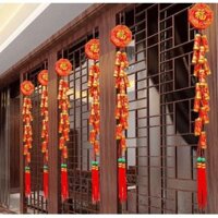 Dây pháo giả trang trí tết dài 180cm cổ truyền bọc vải nhung siêu đẹp 804