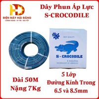 Dây phun áp lực 5 lớp S-CROCODILE (6.5 mm và 8.5mm x 50m) 2 lớp bố , 3 lớp PVC Bảo hành phù nổ 1 Năm