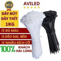 Dây rút nhựa 1kg đen trắng, 1 cân dây thít nhựa 10cm 15cm 20cm 25cm 30cm 40cm 50cm lạt nhựa siêu bền, giá sỉ AVILED