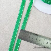 Dây ruy băng gân viền chỉ bản 1cm màu xanh lá