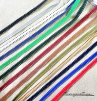 Dây ruy băng gân viền chỉ bản 1cm màu xanh rêu