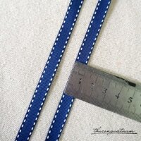 Dây ruy băng gân viền chỉ bản 1cm màu xanh dương đậm