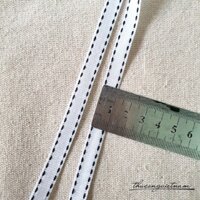 Dây ruy băng gân viền chỉ bản 1cm màu trắng