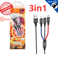 Dây sạc 3 đầu HOCO X76, hỗ trợ sạc nhanh 2A  từ USB sang 2Nightling / micro / type-c
