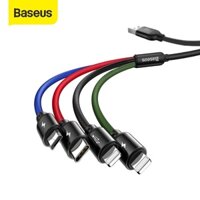 Dây sạc 4 đầu Baseus - Cáp 3 trong 1 ip usb micro type c đa năng cho samsung oppo xiaomi  11 12 13