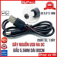 Dây Sạc Cổng Usb Ra Đầu Dc 5.5X2.1 Mm Đầu Tròn, Sạc Cho Các Thiết Bị Dùng Nguồn 5V, Cáp Nguồn Usb Ra Dc 5V-H2Pro Tech