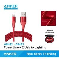 Dây sạc dù Anker Powerline + 2 Usb to Lighting Chip mới C89 Bạc - A8452/A8453 dài 0.9 Mét và 1.8 Mét