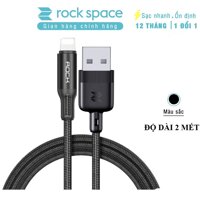 Dây Sạc IPhone 2 mét Rockspace R2 dây dù màu đen,sạc nhanh,ổn định,không nóng,BH 1 năm 1 đổi 1