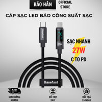 Dây Sạc Nhanh 27W Basefast Bọc Dù Có LED Báo Công Suất Sạc Dùng Cho 11 12 13 14 15 16 promax