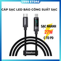 Dây Sạc Nhanh 27W Basefast Bọc Dù Có LED Báo Công Suất Sạc Dùng Cho 11 12 13 14 15 16 promax