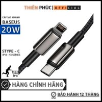 Dây sạc nhanh iPhone 20w chính hãng Baseus cáp type c to lightning sạc 50% pin chỉ 30 phút cho 8 Plus đến 13 Pro max