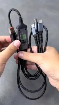 Dây Sạc Tự Ngắt Bọc Dù 100W Tích Hợp 3 Cổng Micro Usb Type C 3 In 1, Dây Sạc Tự Ngắt