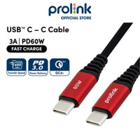 Dây sạc type C to C PROLiNK GCC6001 dài 1M, sạc siêu nhanh 60W, dành cho Samsung, Xiaomi, iPad Pro - Hàng chính hãng - Đỏ
