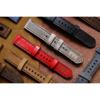 Dây samsung active da bò thật handmade bền chắc cao cấp RAM Leather - Tặng khóa chốt cây thay dây - DA DÊ ĐỎ