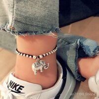 Dây sáp Đen Thái Lan đan Mặt dây chuyền voi con may mắn trở lại làm thủ công cổ điển Vòng cổ trang sức voi cùng kiểu