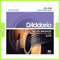 Dây sắt đàn Guitar Acoustic D’Addario EJ13 80/20 Bronze, Custom Light, Size 011-052