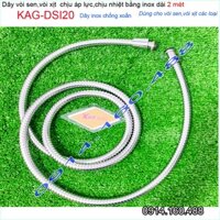 Dây sen dài 2m KAG-DSI20, dây vòi tắm máy nước nóng- dây vòi xịt vệ sinh 2000mm, dây sen chống xoắn màu inox sử dụng tốt